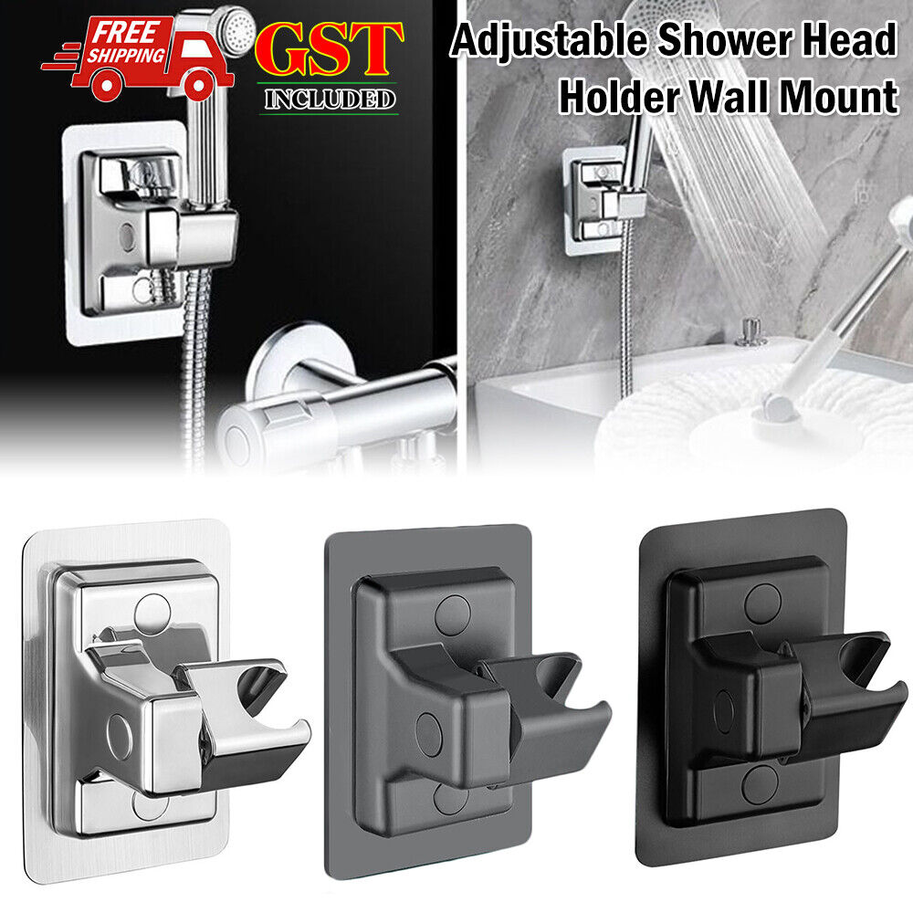 1-3x Adjustable Shower Head Holder Wall Mount Handheld Bracket Self-adhesive