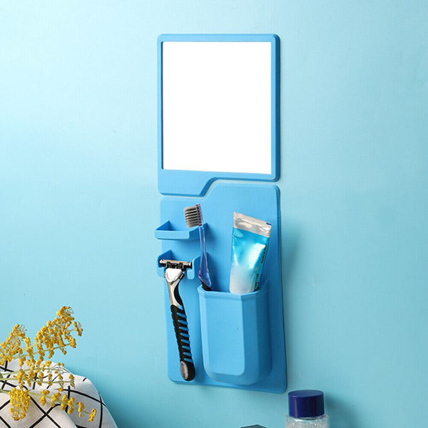 Silicone Mirror Self Grips + Toothbrush Holder Shaving Makeup Shower Mirror AU