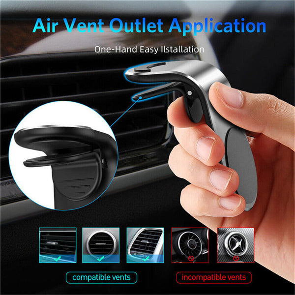 360 Rotation Magnetic Car Mount Air Vent Clip Phone Holder For iPhone Samsung