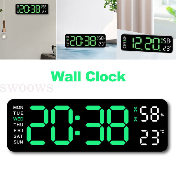 With Calendar Date Temperature LED Large Display USB Clock Digital Wall