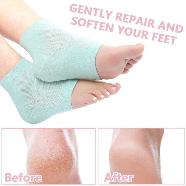 1 Pair Silicone Gel Socks Cracked Foot Skin Care Protector Sleeve Pain Relief AU