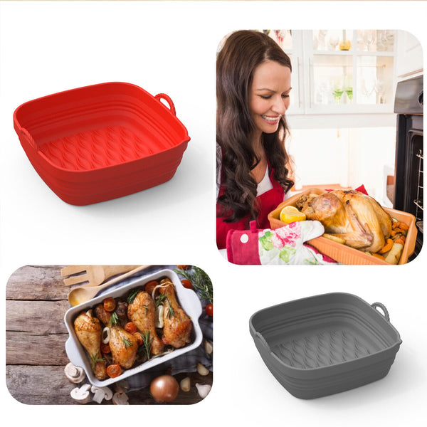 1/2X Reusable Air Fryer Basket Liner Air Fryer Silicone Pot Non-Stick BakingTray