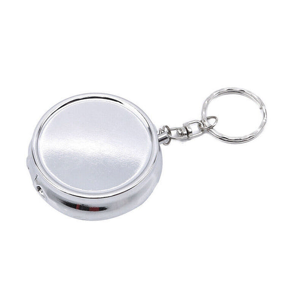 NEW Pill Container Pill Box Tablet Holder Medicine Metal Case Round