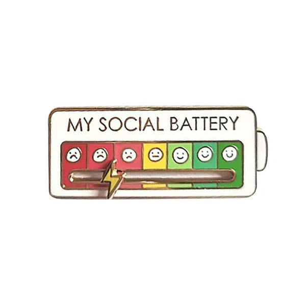 Brooch Pin My Social Battery Mood Funny Interactive Enamel Badge Lapel Pin AU