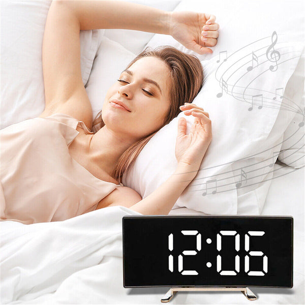 Bedside Digital Clock LED Display Desk Table Time Temperature Alarm Modern Decor