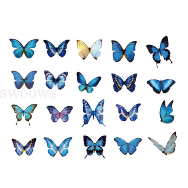 40 PCs Scrapbooking Butterfly Stickers Journal Diary PET Transparent Sticker DIY