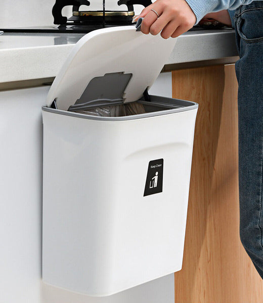 Waste Rubbish Bin 9L Kitchen Sink Benchtop Side Cabinet Door Hanging Slide Lid