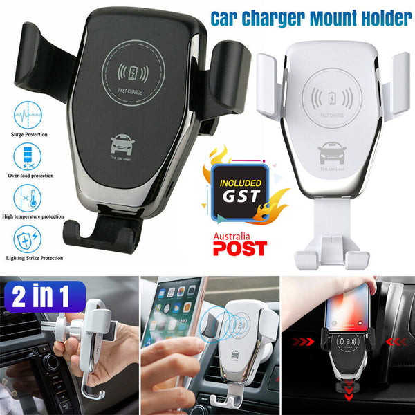 Wireless Fast Charging 10W Car Charger 2 in 1 Mount Holder For Mobile Phone