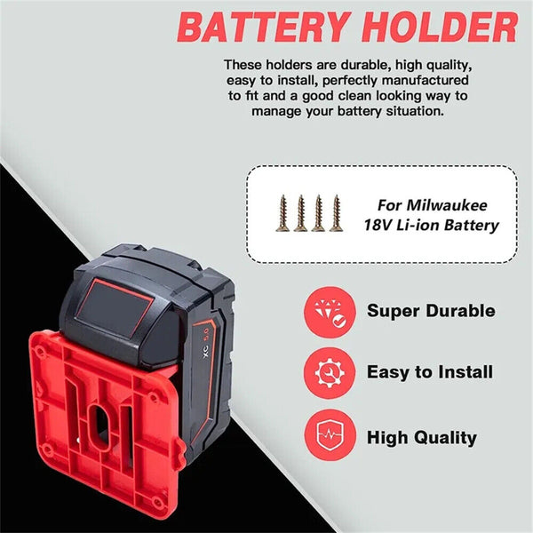 UP20x Battery Mounts Storage Holder Rack For Milwaukee M18 18V Tool Battery Red