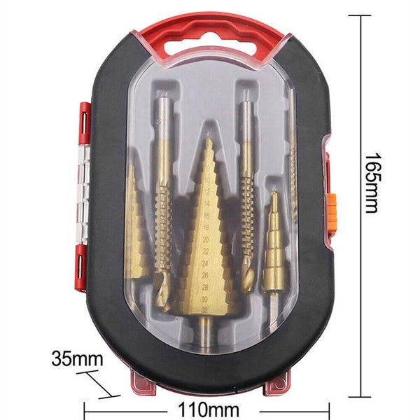 HSS 6PCS Titanium Step Drill Bit Set High Speed Reaming Pagoda Sawtooth Set AU