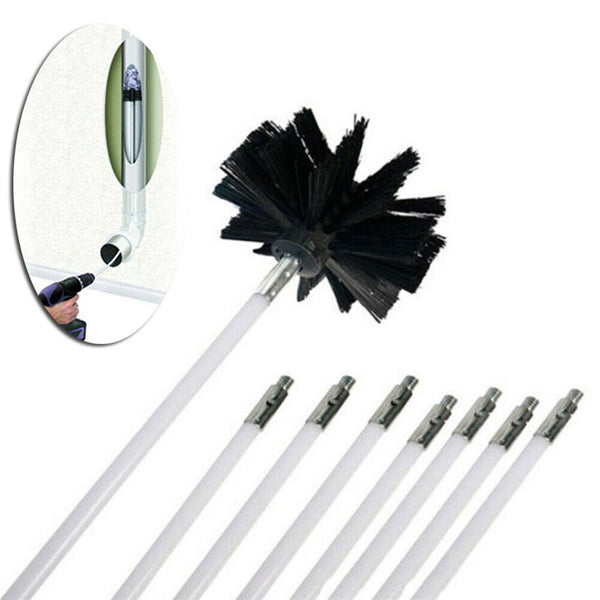 Rotary Chimney Cleaners Brush Cleaning Sweep System Fireplace Kit Flexible Rod