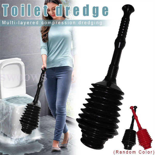 Toilet Plunger Bathroom Drain Clean Powerful High Pressure Thrust Plunge Cleaner