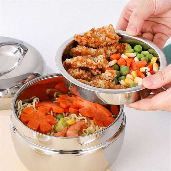 1/2Stainless Steel Thermo Insulated Thermal Lunch Bento Box Round Food Container