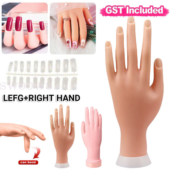 2x Practice Model Hand Nail Art Trainer Hand Fake Hand For Acrylic Gel False NEW