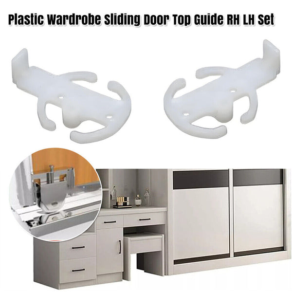 UP 10SET High Quality White Plastic  Wardrobe Sliding Door Top Guide RH LH Set