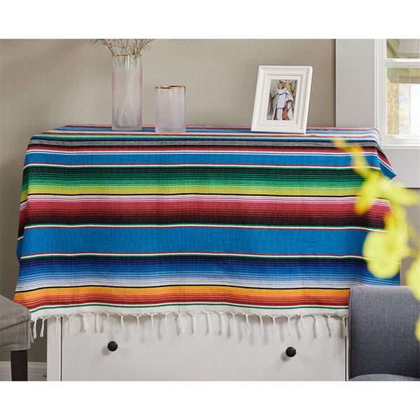 Mexican Sarape Blanket Tablecloth Throw Yoga Beach Picnic Rug Party 150x215cm