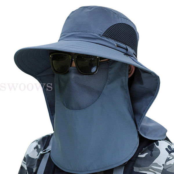 Outdoor Sun UV Protection Fishing Cap Neck Face Flap Wide Brim Hat Cover Summer