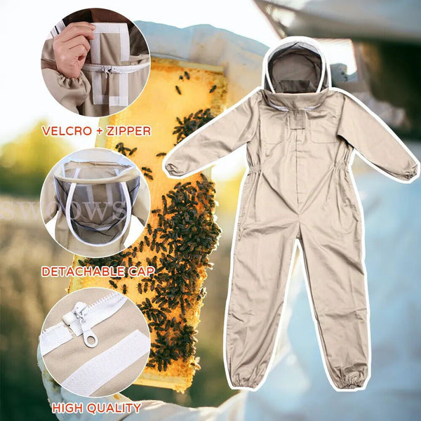 Full Beekeeping Suit Heavy Duty Leather Ventilated Keeping Gloves Bee Anti-Sting