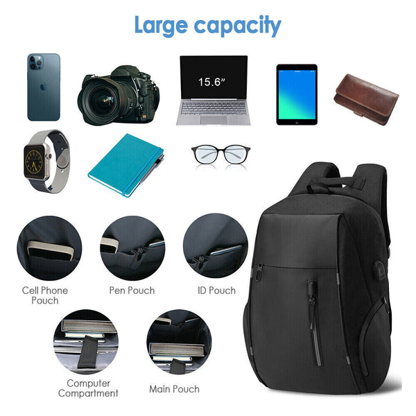 Backpack USB Charging Waterproof Laptop Travel Shoulder School Bag Anti-theft AU