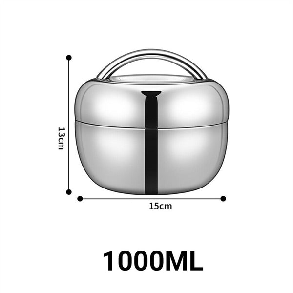 1/2Stainless Steel Thermo Insulated Thermal Lunch Bento Box Round Food Container