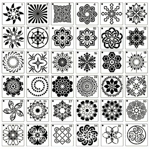 16/56x Mandala Painting Stencils Drawing Dot Templates For Floor Wall Decors