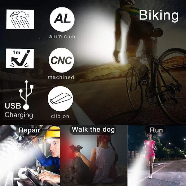 Rechargeable Bike Light Set LED Bicycle Lights Waterproof Headlight Front Rear