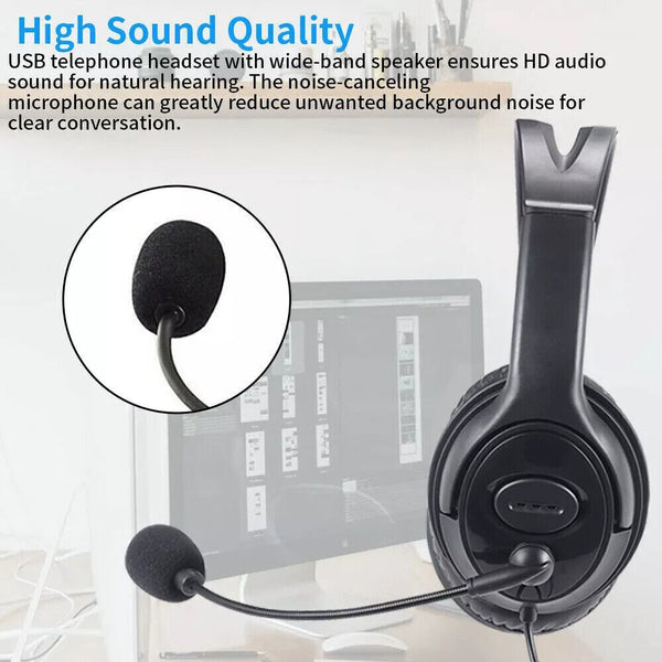 USB Wired Headphone Headset Noise Cancelling With Microphone ForComputer Laptop~