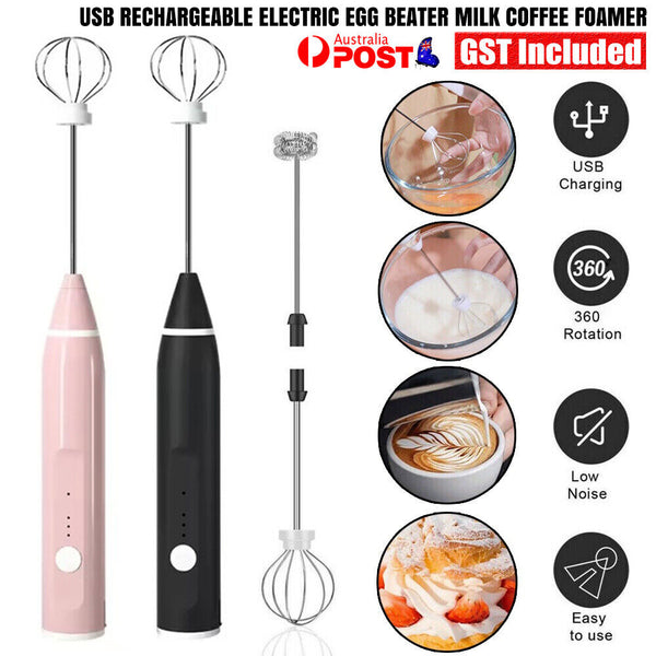 USB Rechargeable Electric Egg Beater Milk Coffee Frother Drink Foamer Mixer Tool