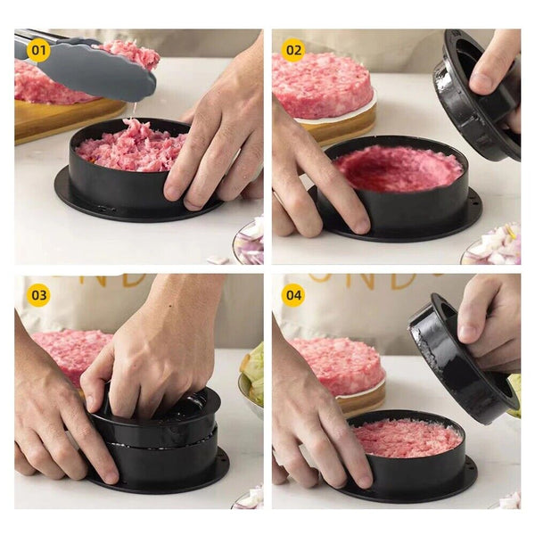 Non-Stick Burger Press Aluminum Hamburger Maker Patty Mold DIY Meat Beef BBQ AU