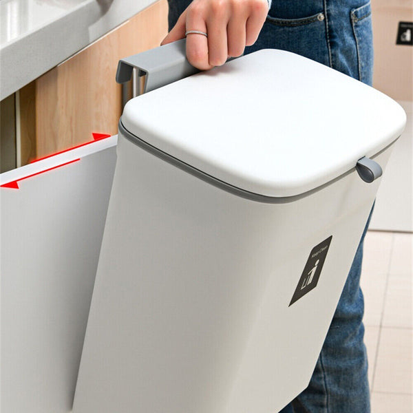 Waste Rubbish Bin 9L Kitchen Sink Benchtop Side Cabinet Door Hanging Slide Lid