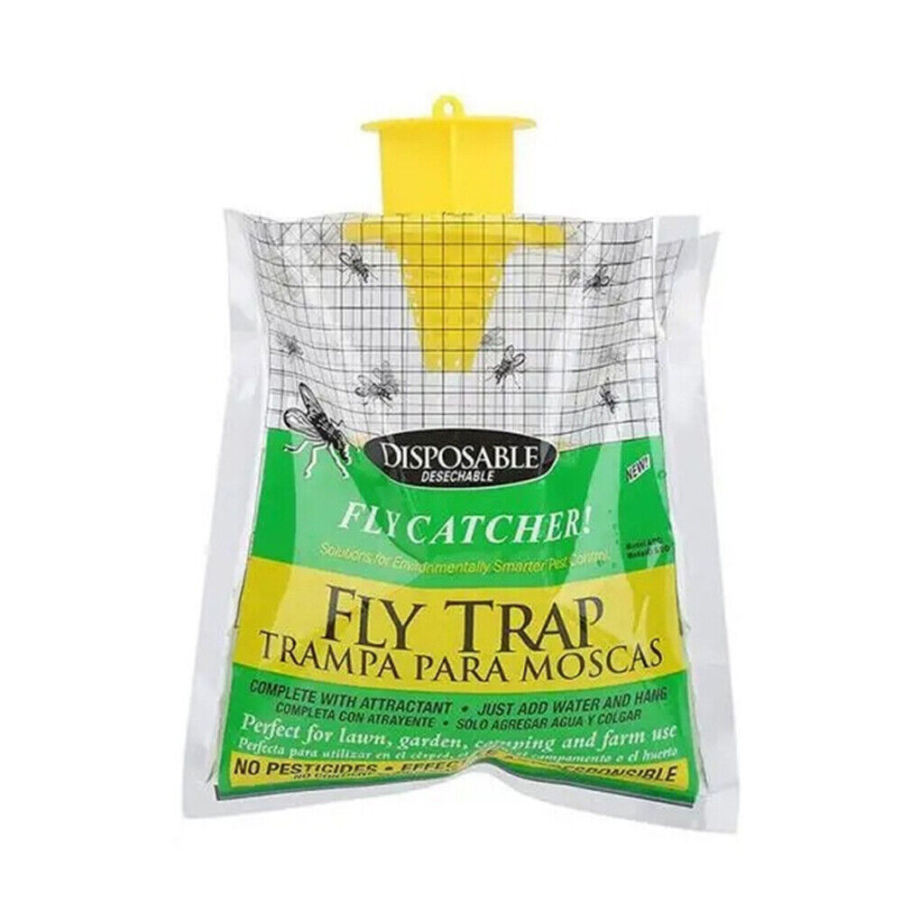 1-10x Fly Catching Bag Fast Results for Outdoor Disposable Fly Trap Pest-Control