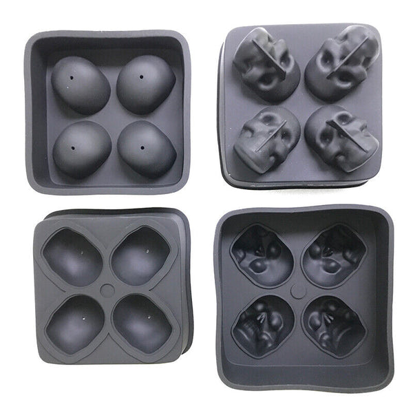 New Cool Ice Cube Tray Ball Maker Big Silicone Mold Sphere Whiskey Skull Mould