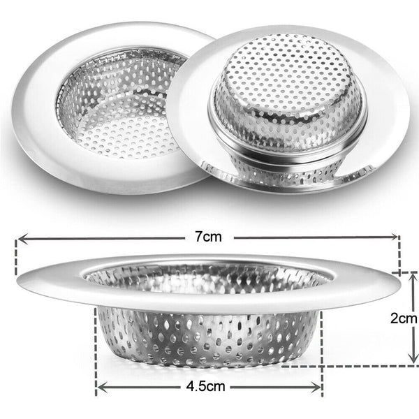 4/8x Stainless Steel Kitchen Sink Mesh Strainer Waste Plug Filter Drain Stopper