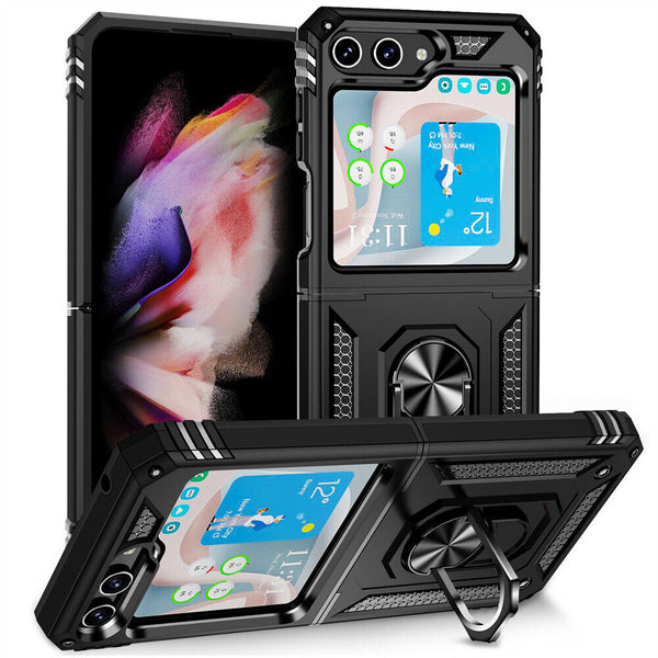 Shockproof Rugged Ring Holder Stand Case Cover For Samsung Galaxy Z Flip 5 4 3