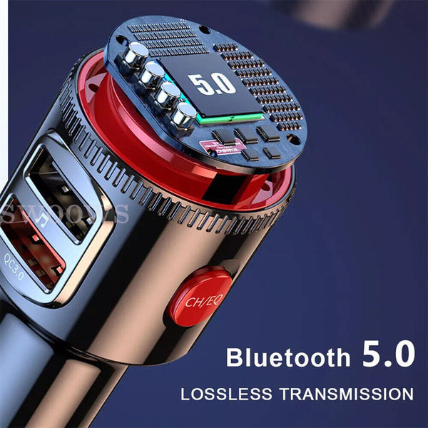 Bluetooth 5.0 Wireless Radio Car FM Transmitter PD Dual USB Charger MP3 Player