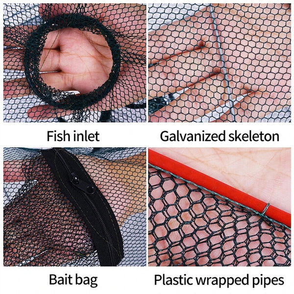 Foldable Fishing Shrimp Fish Crab Yabbie Bait Net Trap Cast Dip Cage 2 Hole AU