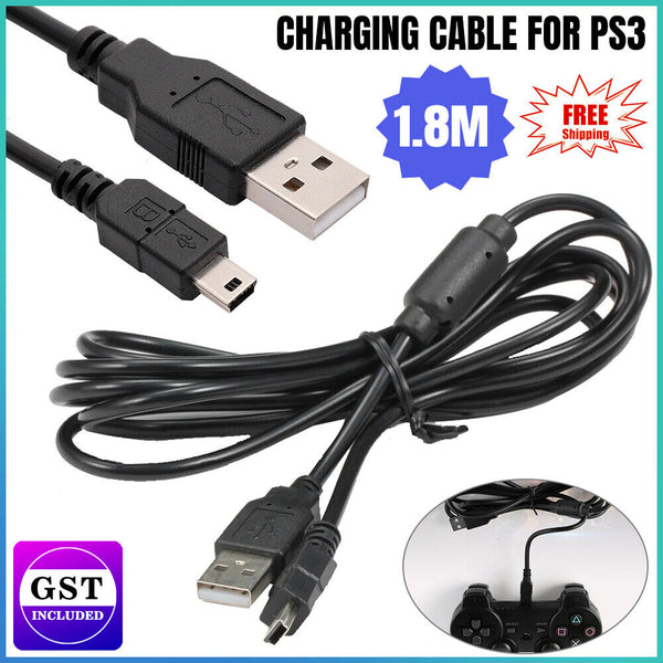 1-3x 1.8M USB Charger Charging Cable for Playstation 3 PS3 Wireless Controller