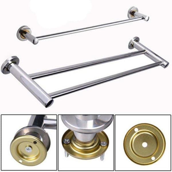 40/50cm Single Double Towel Rail Rack Holder Wall Mounted Bathroom Kitchen AU