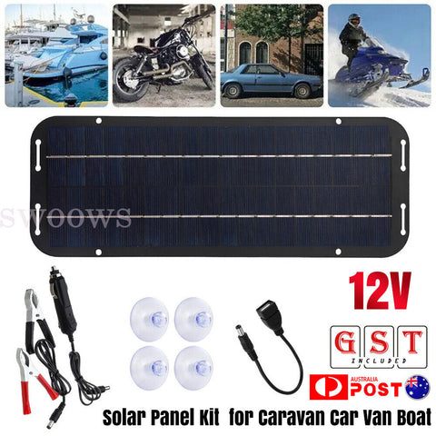 Trickle Charger Solar Panel Kit 12V Battery Charger Maintainer Boat RV Car