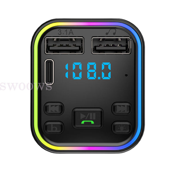Bluetooth 5.0+ Mp3 Player BT Car 2USB FM Transmitter Adapter Wireless PD