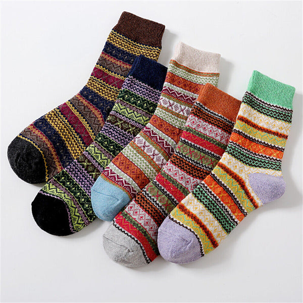 1-10 Pairs Thermal Socks Winter Nordic Wool Blends Cashmere Thick Warm Knitted