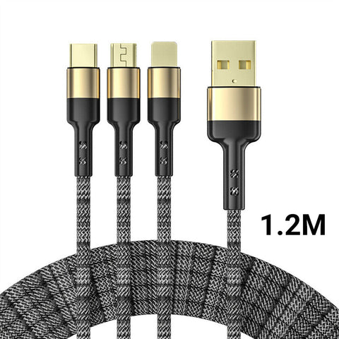 Multi Charging Cable 5A 3 in 1 Multiple USB Super Fast Long Charging Cable Cord