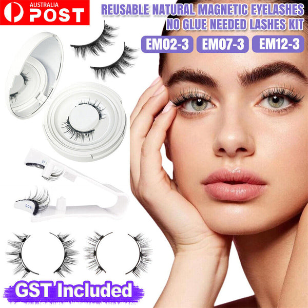 Reusable Natural Magnetic Eyelashes with Applicator No Glue Needed Lashes Kit AU