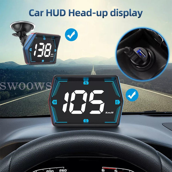 Universal Digital GPS Speedometer Car HUD Head Up Display MPH/KM Overspeed Alarm