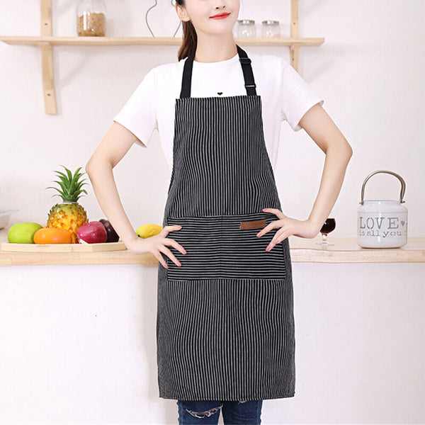 Adjustable Apron Hanging Neck Cooking Kitchen Baking Bar BBQ Chefs 2 Pockets AU