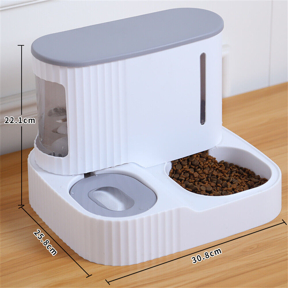 2 in1 Automatic Pet Dog Cat Food Water Dispenser Feeder Self Feeding Bowl Bottle