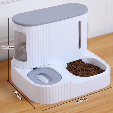 2 in1 Automatic Pet Dog Cat Food Water Dispenser Feeder Self Feeding Bowl Bottle