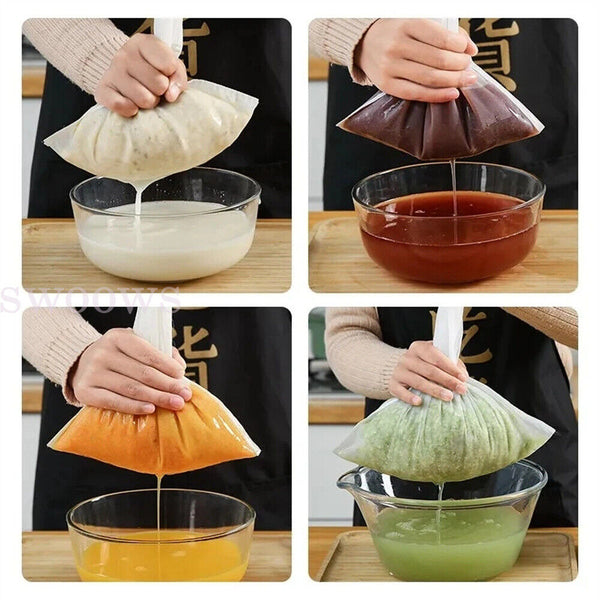 Micron Reusable Nylon 160/200 Mesh Food Strainer Filter Bag for Juice Coffee Tea