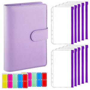 A6 PU Leather Binder Cover Binder Pockets Cash Envelope Wallet Planner Notebooks