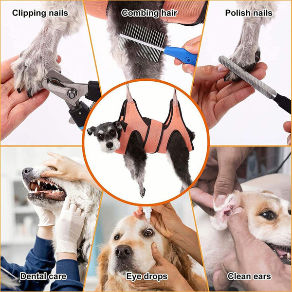 Small Pet Grooming Sling Hammock Dog Cat Restraint Bag Bathing Trimming NailCare